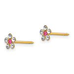 Inverness 226C Flower With Clear/Rose Crystal Earrings 14KT