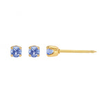 Inverness 89C Blue Crystal Earrings 24KT 3mm