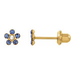 Inverness 222C Flower Sapphire With Ab Crystal Earrings 14KT