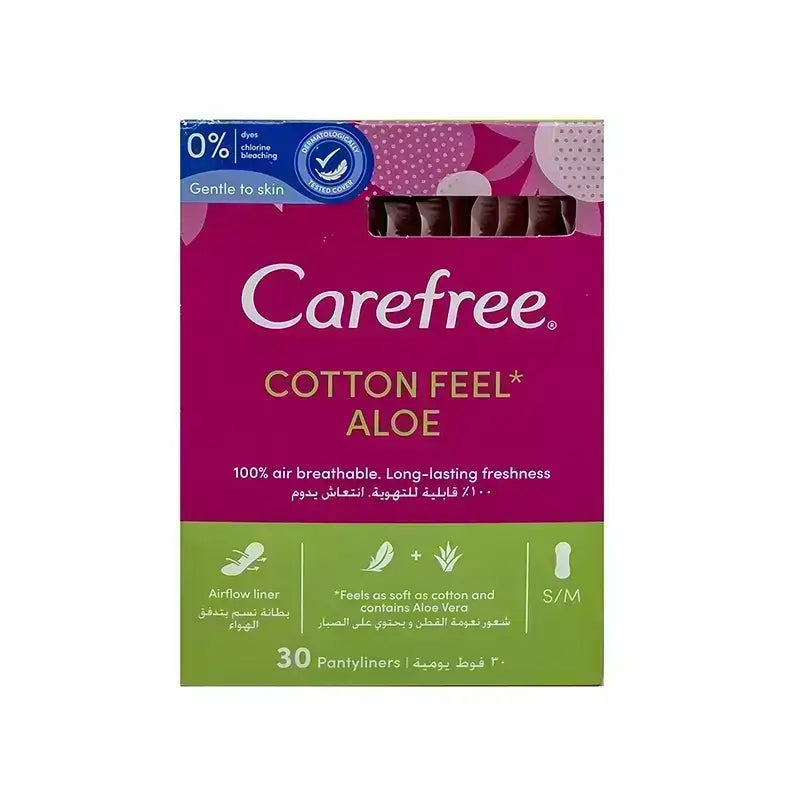 Carefree Cotton Feel Aloe Pantyliners 30 Pcs – Yalladeal
