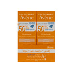 مجموعة أفين للعناية بالشمس SPF 50+ سائل ملون فائق الخفة 1+1