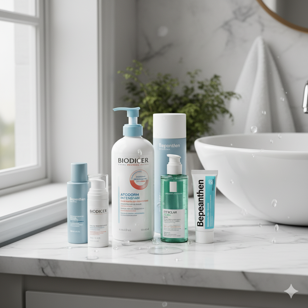 elegant_arrangement_of_dermatologist-recommended_skincare_products_on_a_modern_bathroom_shelf_or_white_marble_surface