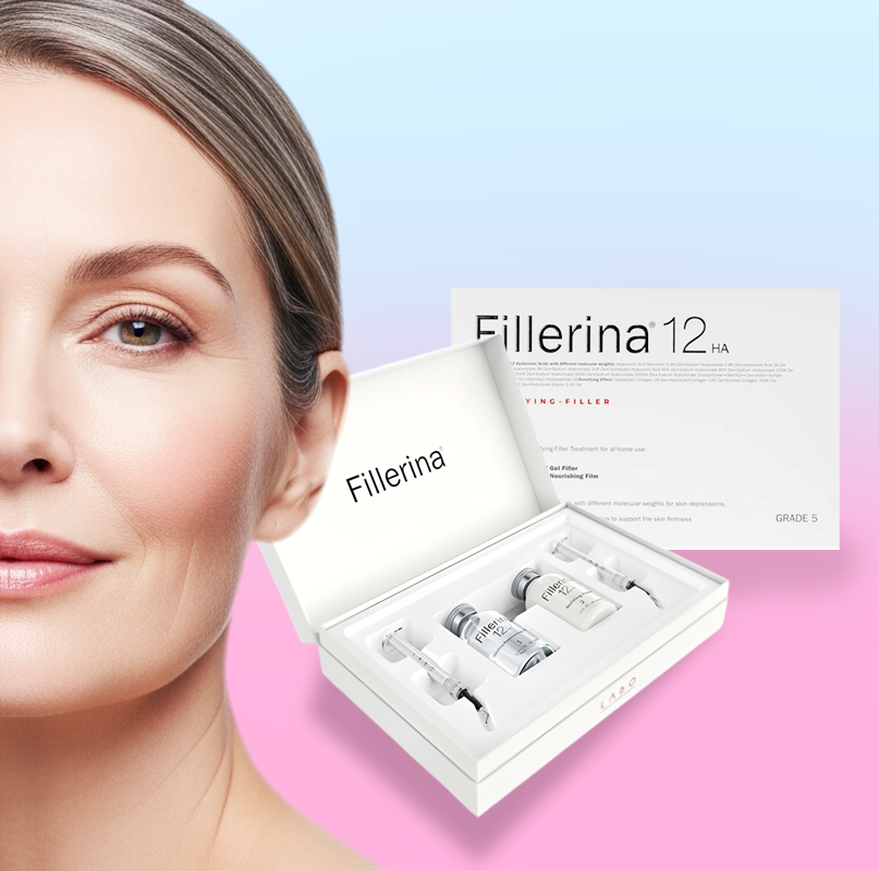 50's woman using fillerina ant-wrinkles 