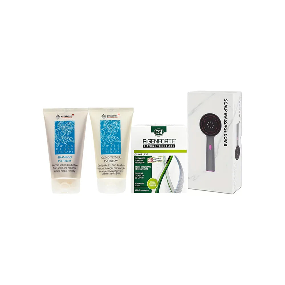 Package Rigenforet Ampoule + Evenswiss Shampoo & Conditioner + Scalp Massage Comb