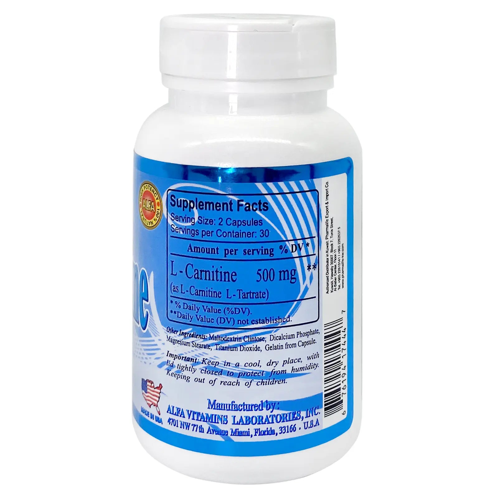 Alfa Vitamins L-Carnitine 500Mg Caps 60'S