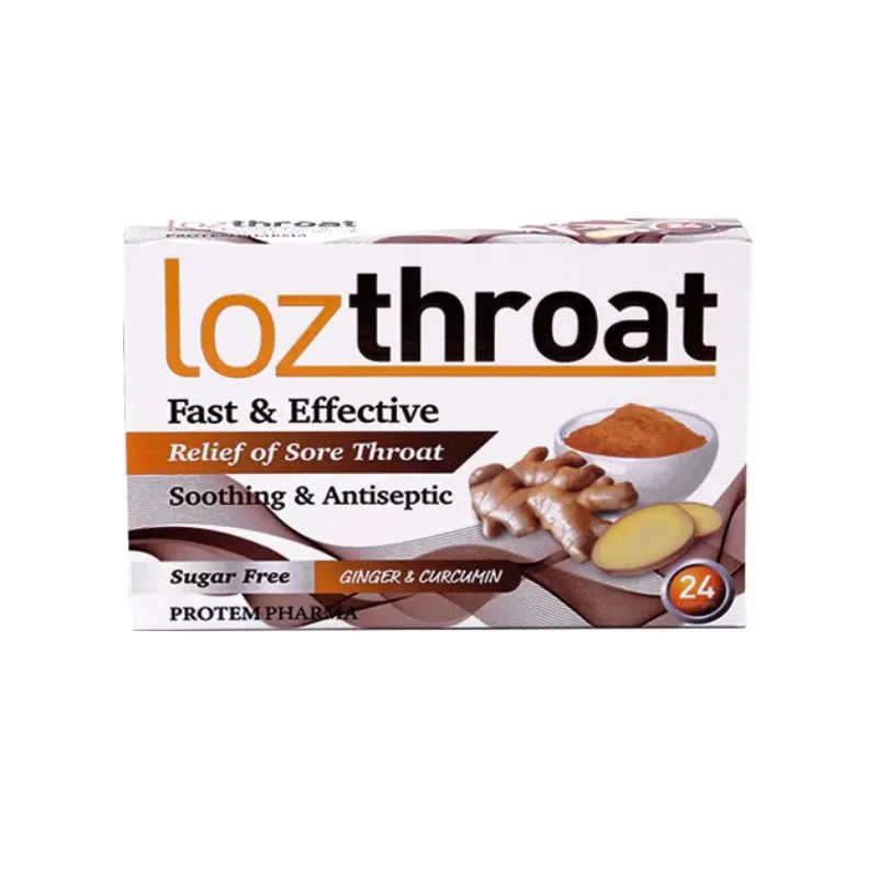 Lozthroat Ginger & Curcumin Sugar Free Lozenges 24 S