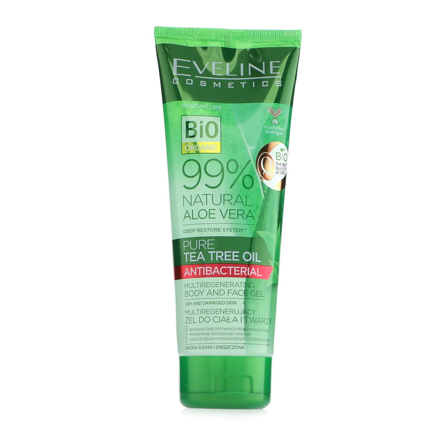 Eveline 99% Natural Aloe Vera Tea Tree Oil Face and Body Moisturizing Gel 250ml