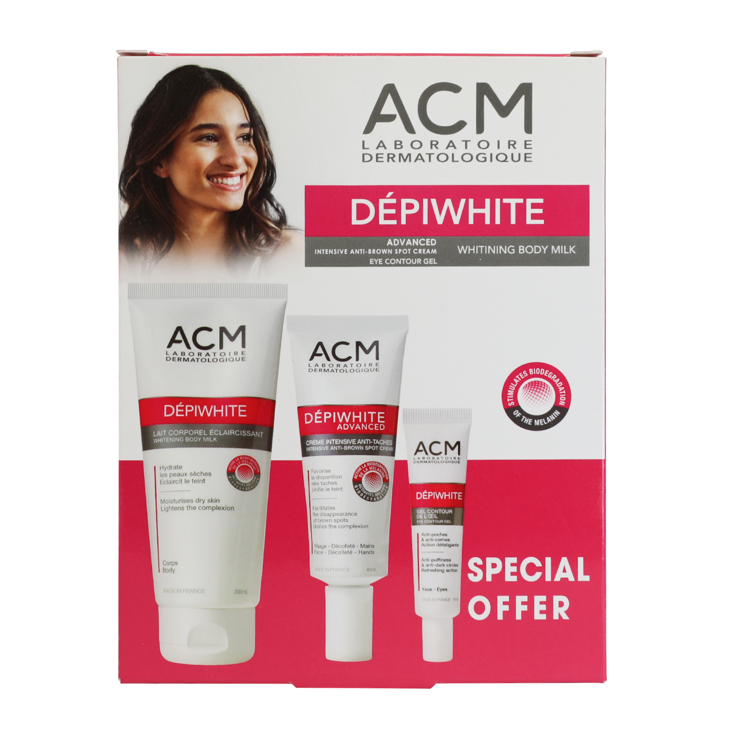 ACM Depiwhite Kit (Body Milk + Eye + Advance)