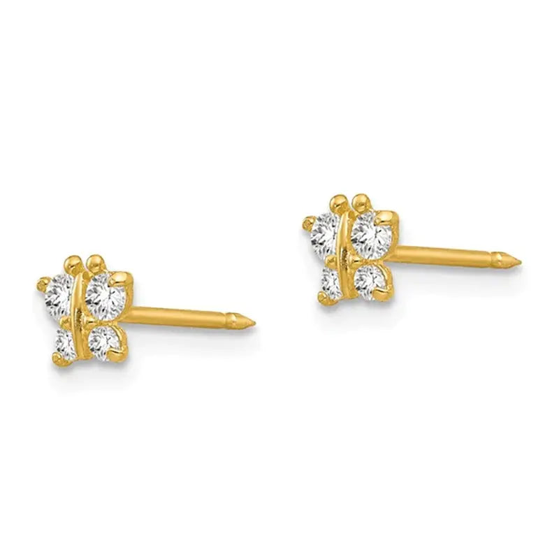 Inverness 848E Butterfly With CZ Earrings 14KT 