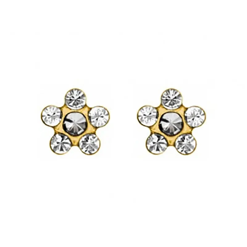 Inverness 805C Flower Crystal Earrings 24KT 