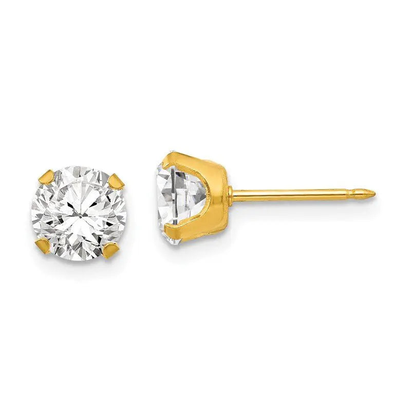 Inverness 761C CZ Earrings 24KT 7mm 