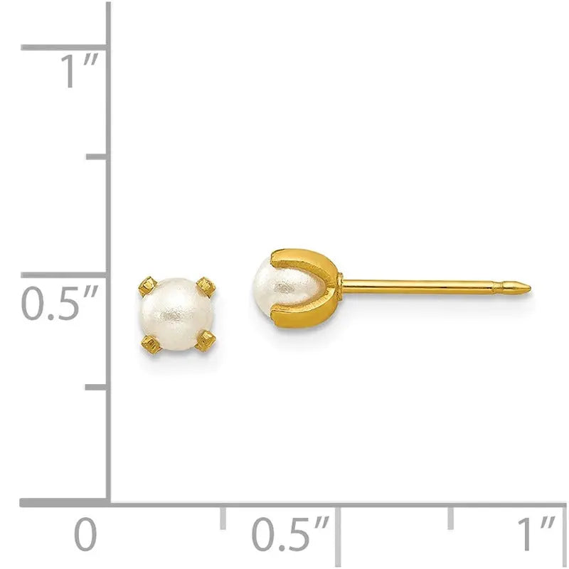 Inverness 71E GP Simulated Pearl Earrings 14KT 4mm 