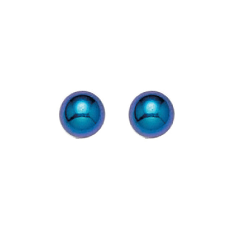 Inverness 525E Titanium Blue Anodized Ball Earrings 4mm