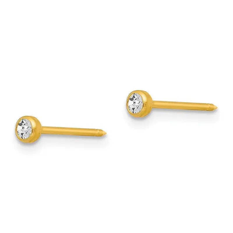 Inverness 4C GP Crystal Bezel Earrings 14KT 3mm