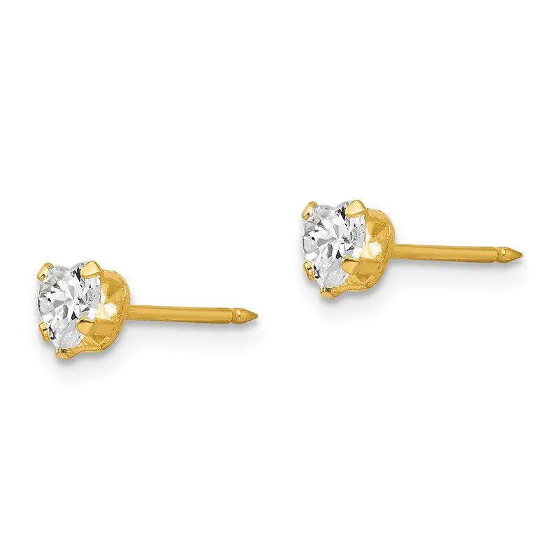 Inverness 472E Clear Heart CZ Earrings 14KT 4mm 