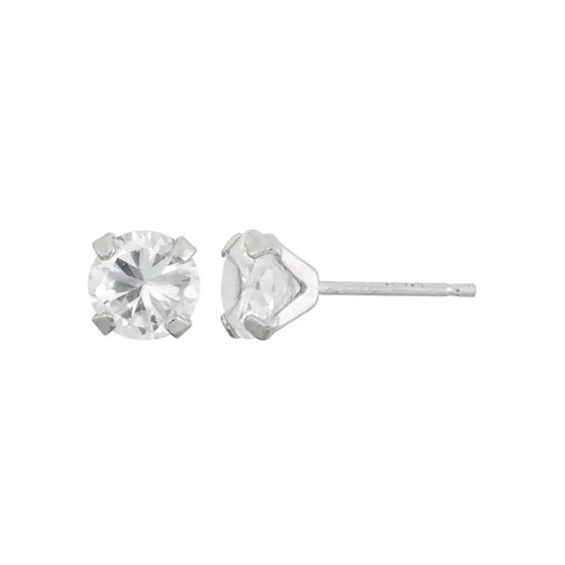 Inverness 353C Stainless Steel Clear CZ Earrings 7mm 