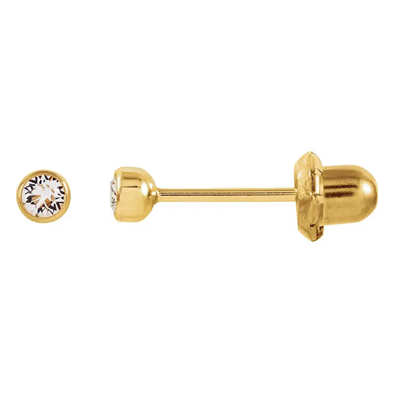Inverness 5C GP Crystal Bezel Earrings 14KT 4mm