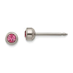 Inverness 440E GP Pink Crystal Oct Bezel Earrings 14KT 4mm