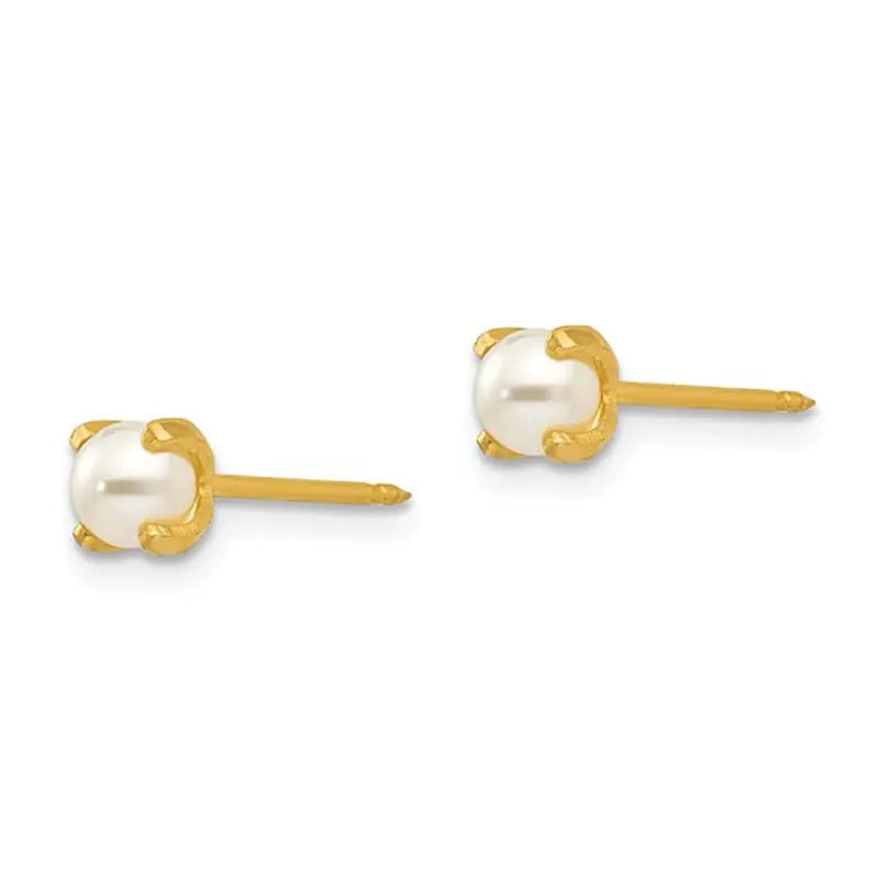 Inverness 252E GP Simulated Pearl Earrings 18KT 4mm