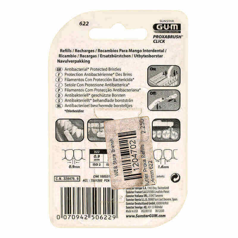 عبوة إعادة تعبئة فرشاة بين الأسنان Butler Gum Proxabrush Click بحجم 1.4 مم، 6 قطع