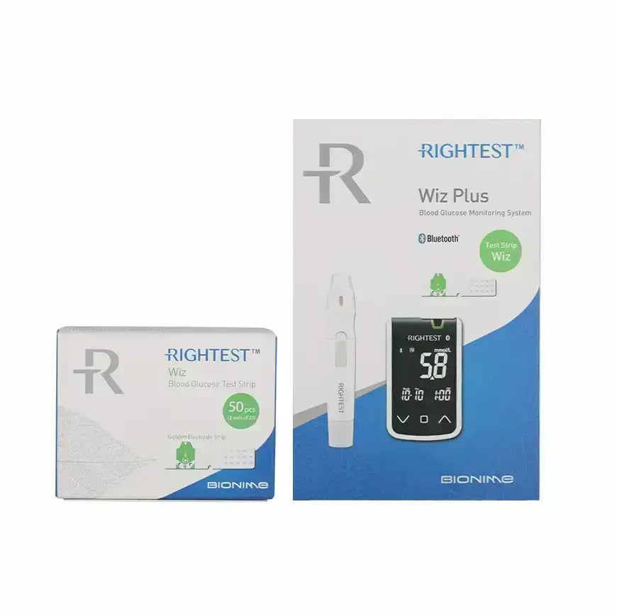 حزمة ترويجية لجهاز Bionime Rightest + 2 شرائط جلوكوز