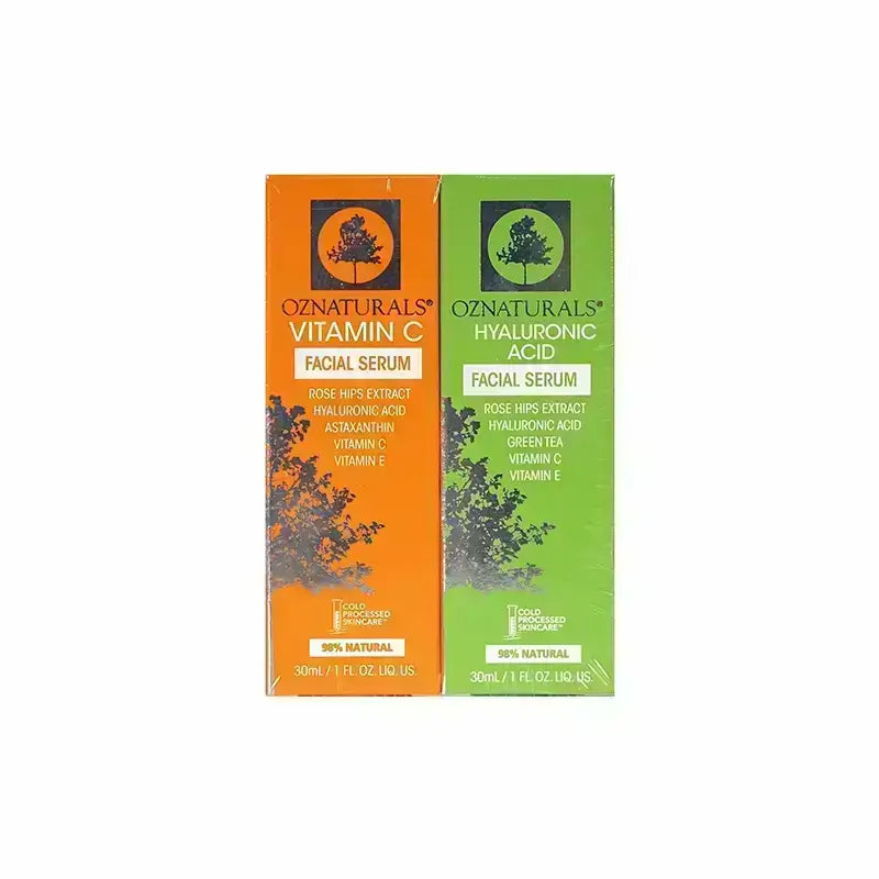 عرض عبوة سيروم OZ Naturals فيتامين C 30 مل + حمض الهيالورونيك 30 مل