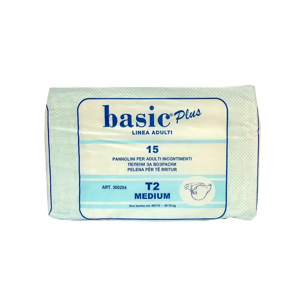 Basic Plus Adult Diapers Medium 15 Pcs