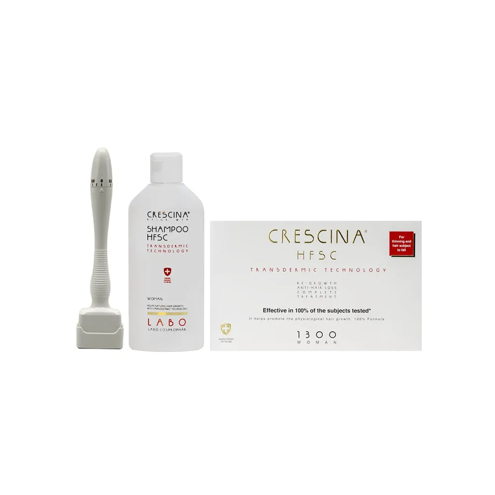 Package Crescina Transdermic 1300 women 10+10 & crescina shmapoo & derma stamp