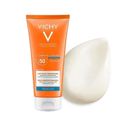 Vichy Capital Soleil Beach Protect SPF 50+ Multi-Protection Milk 200 mL to protect the skin from the sun