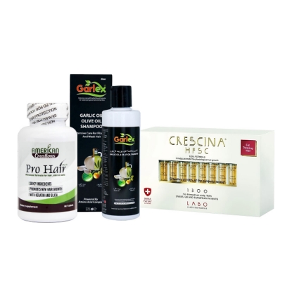 Crescina Regrowth 1300 Man + Pro Hair + Garlex Olive Shampoo Offer Package
