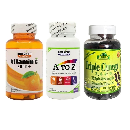 American Creations A to Z + Vitamin C +  Alfa Vit Triple Omega 3-6-9 Offer Package