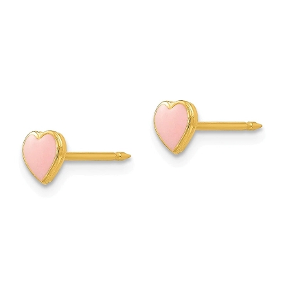 Inverness 840C Pink Enamel Heart Earrings 24KT 
