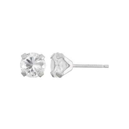 Inverness 353C Stainless Steel Clear CZ Earrings 7mm