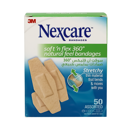 Nexcare Soft N Flex 360 Comfort Bandages Assorted 50'S
