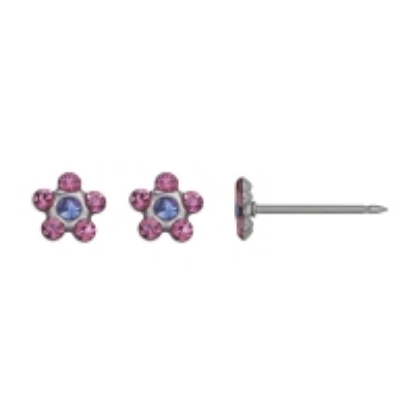 Inverness 804C Flower Rose/Sapphire Crystal Earrings 5mm