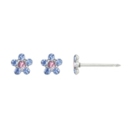 Inverness 803C Flower Sapphire/Rose Crystal Earrings 5mm