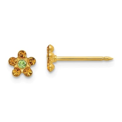 Inverness 801C Flower Topaz/Peridot Crystal Earrings 