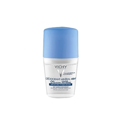 Vichy 48H Mineral Deo Roll 50 mL (Blue) to get rid of perspirant