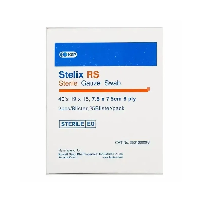 Stelix Sterile Gauze Swab 8Ply 7.5×7.5 cm 40'S 