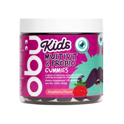 اوبو حلوى مضغ فيتامينات شاملة مع بروبيوتيك للأطفال بنكهة التوت 90 قطعة 