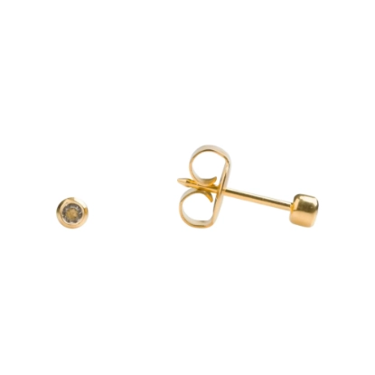 Studex 18K Gold Baby Bezel Cubic Zirconia Earrings 2 mm 